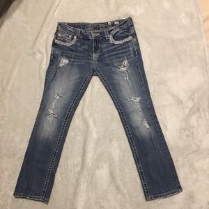 Miss Me Distressed Cuffed Straight Cute Jeans